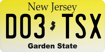 NJ license plate D03TSX
