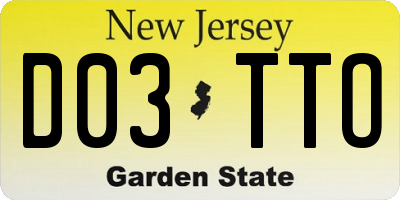 NJ license plate D03TTO