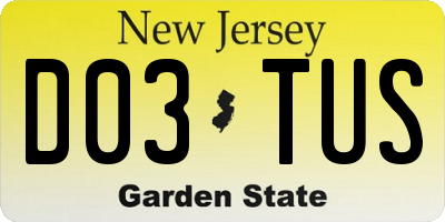 NJ license plate D03TUS