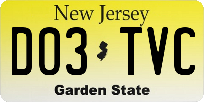 NJ license plate D03TVC