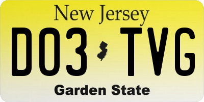 NJ license plate D03TVG