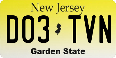 NJ license plate D03TVN