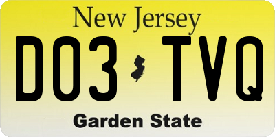 NJ license plate D03TVQ