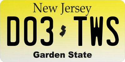 NJ license plate D03TWS