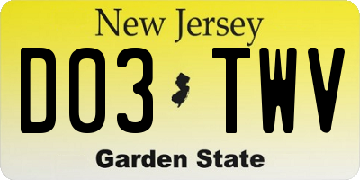 NJ license plate D03TWV