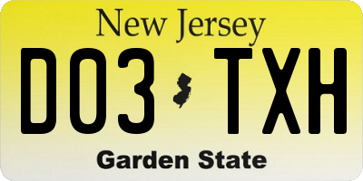 NJ license plate D03TXH