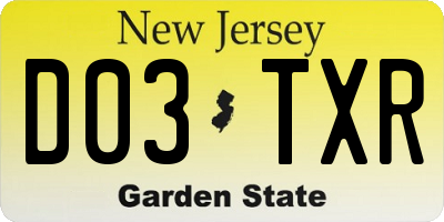 NJ license plate D03TXR