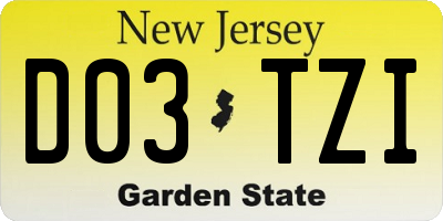 NJ license plate D03TZI