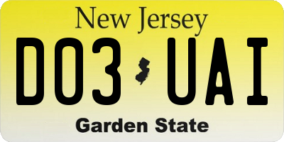 NJ license plate D03UAI