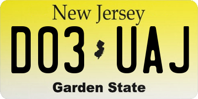 NJ license plate D03UAJ