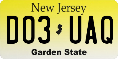 NJ license plate D03UAQ