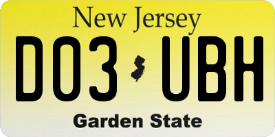 NJ license plate D03UBH