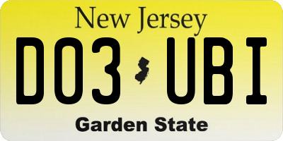 NJ license plate D03UBI