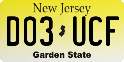 NJ license plate D03UCF