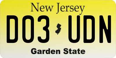 NJ license plate D03UDN