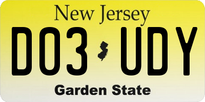 NJ license plate D03UDY