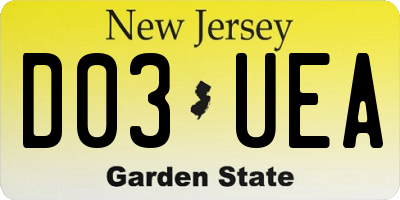 NJ license plate D03UEA
