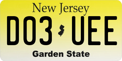 NJ license plate D03UEE