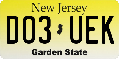 NJ license plate D03UEK