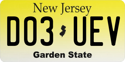 NJ license plate D03UEV
