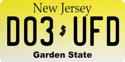 NJ license plate D03UFD