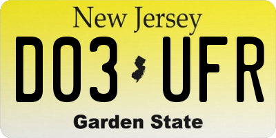 NJ license plate D03UFR