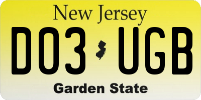 NJ license plate D03UGB