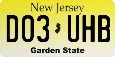 NJ license plate D03UHB