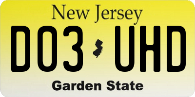 NJ license plate D03UHD