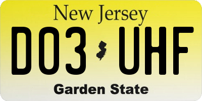 NJ license plate D03UHF