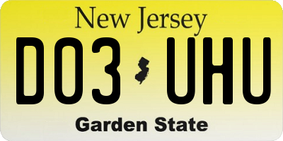 NJ license plate D03UHU