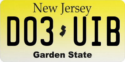 NJ license plate D03UIB