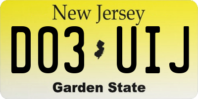 NJ license plate D03UIJ