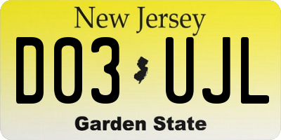NJ license plate D03UJL