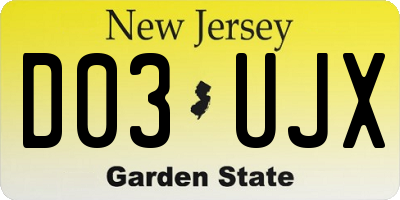NJ license plate D03UJX