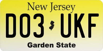 NJ license plate D03UKF