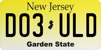 NJ license plate D03ULD