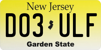 NJ license plate D03ULF