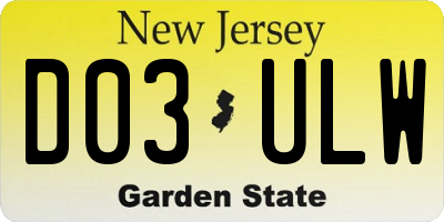 NJ license plate D03ULW