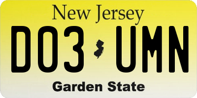 NJ license plate D03UMN