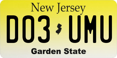 NJ license plate D03UMU