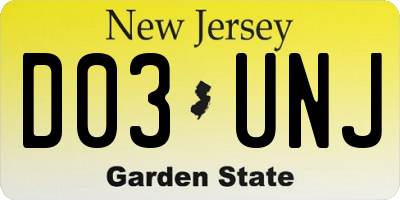 NJ license plate D03UNJ