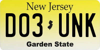 NJ license plate D03UNK