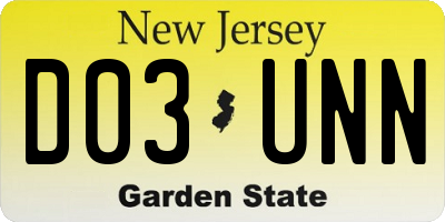 NJ license plate D03UNN