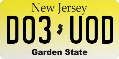 NJ license plate D03UOD