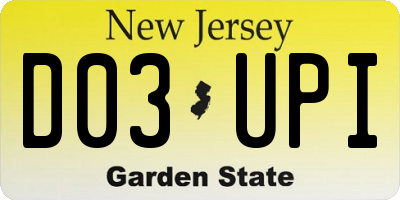 NJ license plate D03UPI