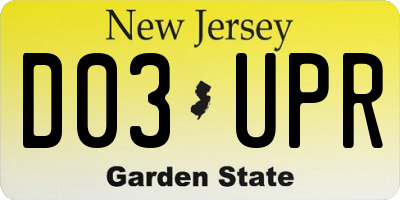 NJ license plate D03UPR