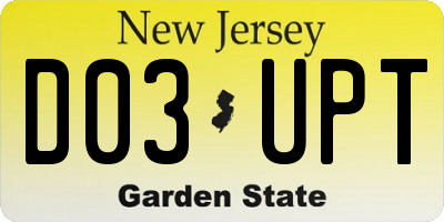 NJ license plate D03UPT