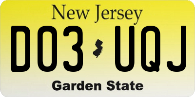NJ license plate D03UQJ