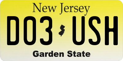 NJ license plate D03USH